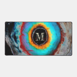 Ethereal Cosmic Eye Monogram Lebendige Abstrakte K Schreibtischunterlage