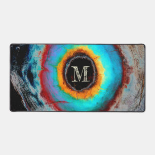 Ethereal Cosmic Eye Monogram Lebendige Abstrakte K Schreibtischunterlage