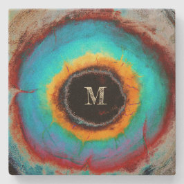 Ethereal Cosmic Eye Monogram Lebendige Abstrakte K Steinuntersetzer