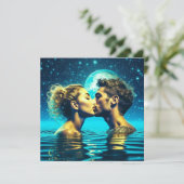 Ethereal Couple Küssen in Mondwasser Reflektion Karte (Stehend Vorderseite)