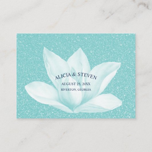 Ethereal Crystal Blue Magnolia , Hochzeit Hinweiskarte (Rückseite)