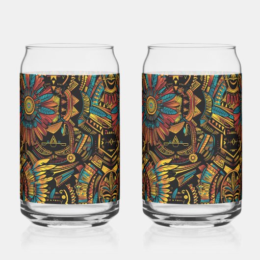 Ethereal Cyan "Aztec Dream" 16oz Glas Tumblers (Vorderseite)