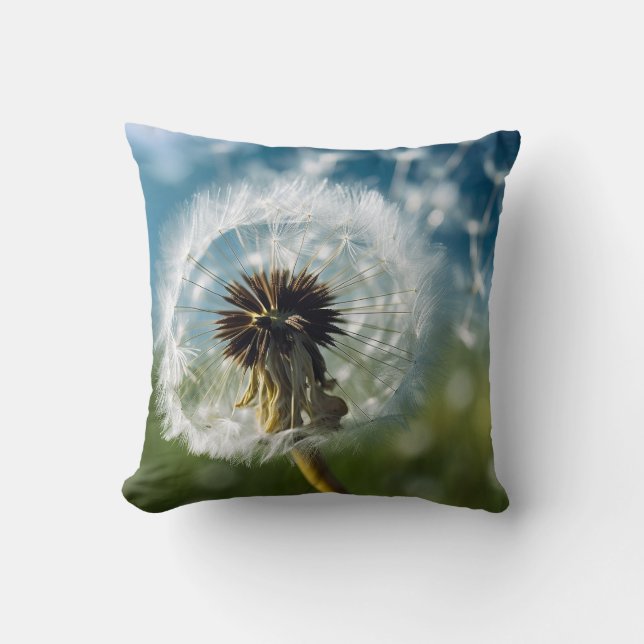 Ethereal Dandelion Dreams Elegant Botanisch Kissen (Vorderseite)