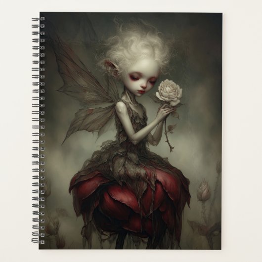 Ethereal Dark Fairy in Petal Dress with Rose Planer (Vorderseite)