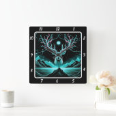 Ethereal Deer Glow Quadratische Wanduhr (Zuhause)