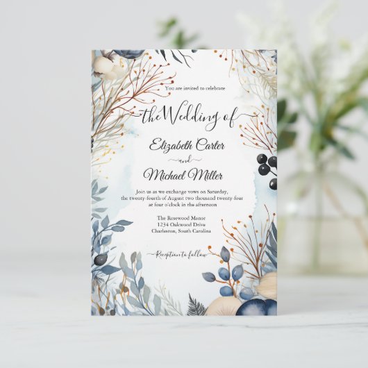 Ethereal Delicate Watercolor Serene Foliage Einladung (Stehend Vorderseite)