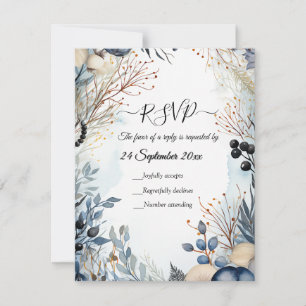 Ethereal Delicate Watercolor Serene Foliage RSVP Karte