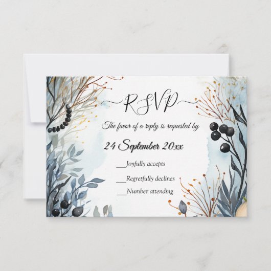 Ethereal Delicate Watercolor Serene Foliage RSVP Karte (Vorderseite)