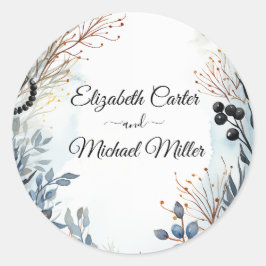 Ethereal Delicate Watercolor Serene Foliage Runder Aufkleber