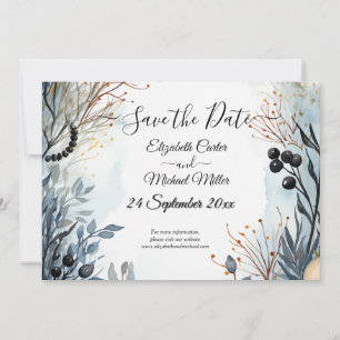 Ethereal Delicate Watercolor Serene Foliage Save The Date