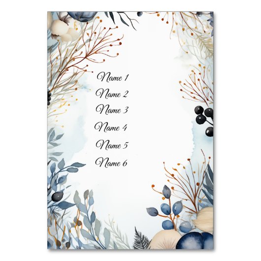 Ethereal Delicate Watercolor Serene Foliage Tischnummer (Rückseite)