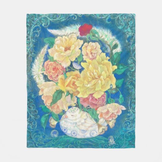 Ethereal Dove Bloom Fleecedecke (Vorderseite)