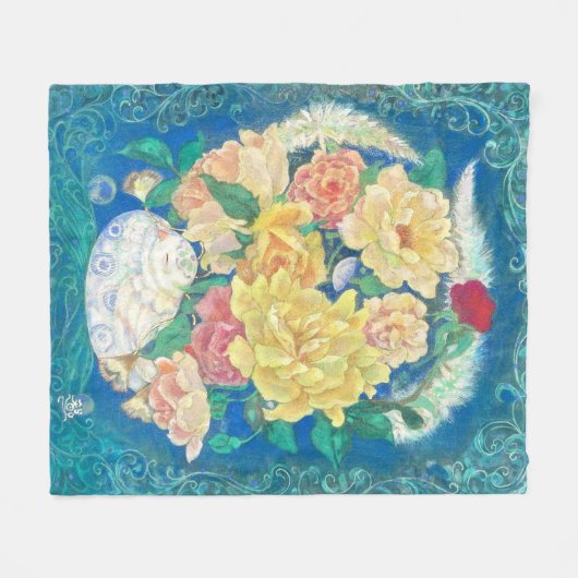 Ethereal Dove Bloom Fleecedecke (Vorderseite (Horizontal))