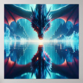 Ethereal Dragon Reflection AI Art Poster (Vorne)