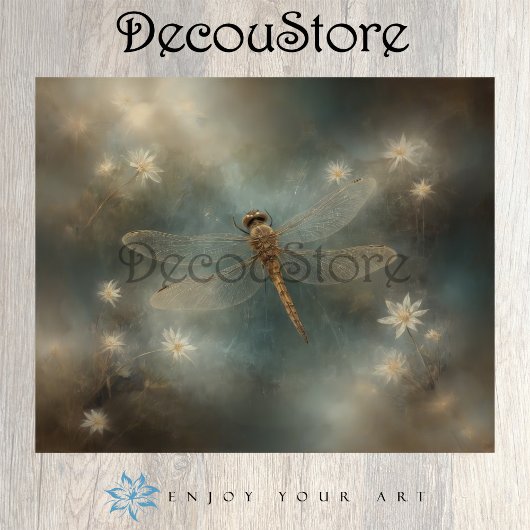 Ethereal Dragonfly – Dreamlike Fantasy Decoupage Seidenpapier