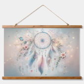 Ethereal Dreamcatcher mit Feathers & Blume Wandteppich Mit Holzrahmen (Vorderseite)