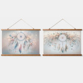 Ethereal Dreamcatcher mit Feathers & Blume Wandteppich Mit Holzrahmen (Doppelt)