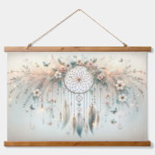 Ethereal Dreamcatcher mit Feathers & Blume Wandteppich Mit Holzrahmen (Vorderseite 2)