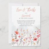 Ethereal Dreamy Wildflowers Coral Script Photo Dankeskarte (Vorderseite)