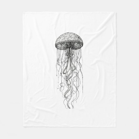 Ethereal Drift – Sanfte Leuchtende Qualle Tee Fleecedecke (Vorderseite)