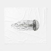 Ethereal Drift – Sanfte Leuchtende Qualle Tee Fleecedecke (Vorderseite (Horizontal))