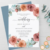 Ethereal Dusty Blue, Blush Floral Encircle Wedding Einladung