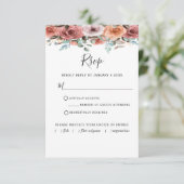 Ethereal Dusty Blue, Blush mit/ohne Mahlzeit UAWG RSVP Karte (Stehend Vorderseite)