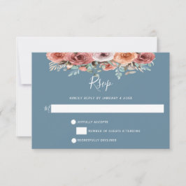 Ethereal Dusty Blue, Blush und Peach Floral UAWG RSVP Karte