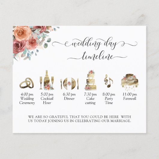 Ethereal Dusty Blue Wedding Timeline und Programm (Vorderseite)
