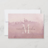 Ethereal Dusty Rose Wasserfarben Monogramm Mitteilungskarte (Vorderseite)