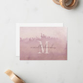Ethereal Dusty Rose Wasserfarben Monogramm Mitteilungskarte (Vorderseite/Rückseite Beispiel)