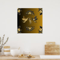 Ethereal Einheit, Schwarz und Gold Grafik Kunst