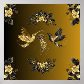 Ethereal Einheit, Schwarz und Gold Grafik Kunst Poster (Vorne)