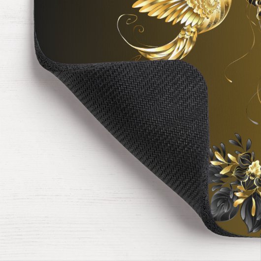 Ethereal Einheit - Schwarze und goldene grafische  Mousepad (Ecke)