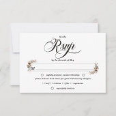 Ethereal Elegance Classic White Boho Wedding RSVP Karte (Vorderseite)