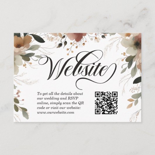 Ethereal Elegance Floral Wedding Website QR Code Begleitkarte (Vorderseite)