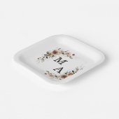 Ethereal Elegance Floral Wreath Wedding Monogram Pappteller (Gewinkelt)