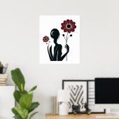 Ethereal Elegance - Frauen und Blume Poster (Heimbüro)
