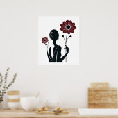 Ethereal Elegance - Frauen und Blume Poster (Küche)