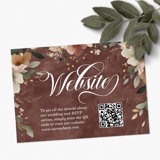 Ethereal Elegance Garnet Wedding Website QR Code Begleitkarte