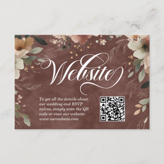 Ethereal Elegance Garnet Wedding Website QR Code Begleitkarte (Vorderseite)