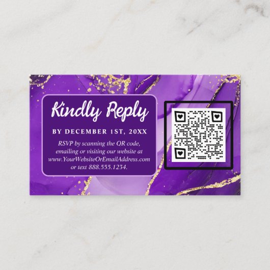 Ethereal Elegance: Lila geode-Inspiriert Hochzeit Begleitkarte (Vorderseite)