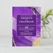 Ethereal Elegance: Lila geode-Inspiriert Hochzeit Einladung (Stehend Vorderseite)