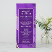 Ethereal Elegance: Lila geode-Inspiriert Hochzeit Programm (Stehend Vorderseite)