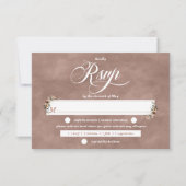 Ethereal Elegance Rosewood Boho Floral Wedding RSVP Karte (Vorderseite)