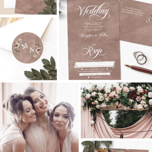 Ethereal Elegance Rosewood Rosa Hochzeit Einladung