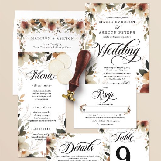 Ethereal Elegance Rustic Boho Wildblume Wedding Einladung