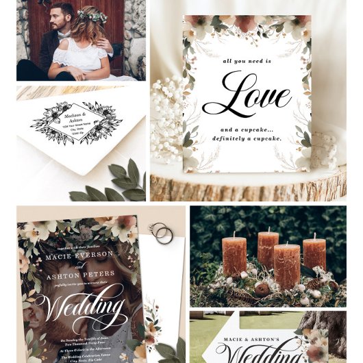 Ethereal Elegance Rustic Boho Wildblume Wedding Einladung