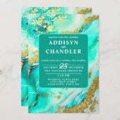 Ethereal Elegance Türkis Geode Inspiriert Hochzeit Einladung (Vorne/Hinten)
