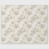 Ethereal Elegance: Weiße und Elfenbeinblumen Geschenkpapier (Flach)